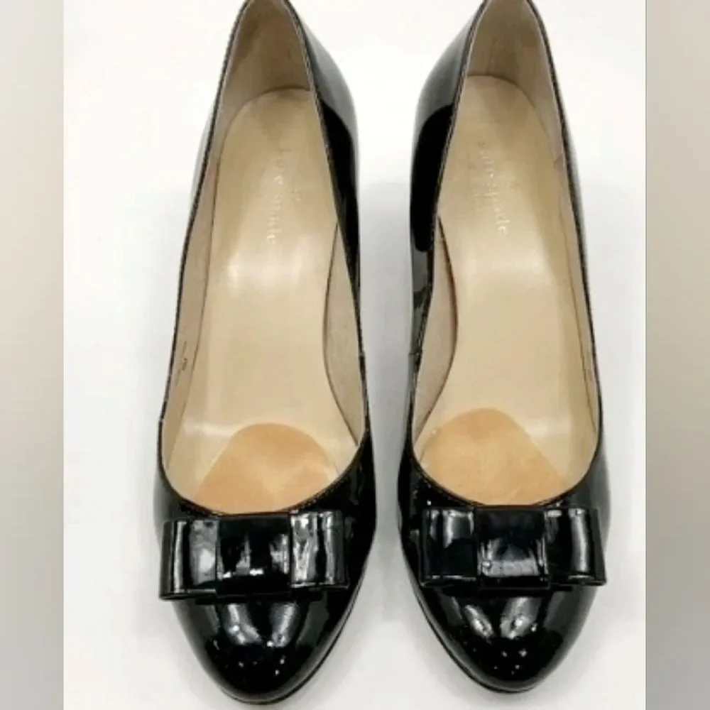 Kate Spade Patent Leather Black Women's Shoes Ribbon Bow Heel Pump 8